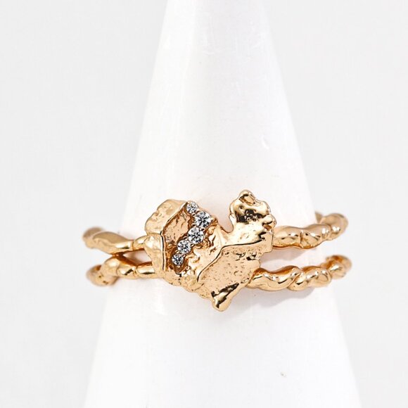 ๐ Vintage Gold S925 Abstract Cuff Ring - Picture 1 of 4